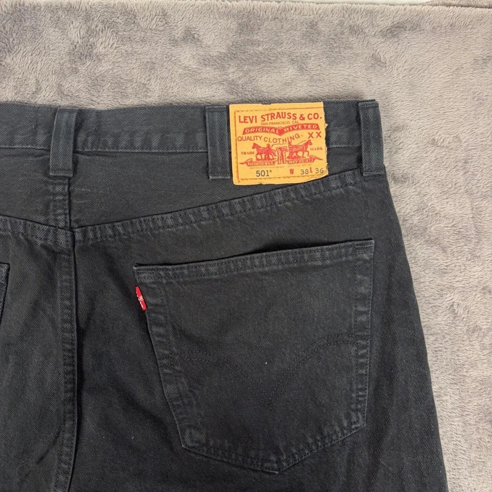 Levi's Jeans‎ Men 38x36 Black 501 Original Straight Leg Button Fly Denim Pants
